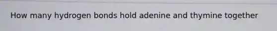 How many hydrogen bonds hold adenine and thymine together