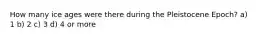 How many ice ages were there during the Pleistocene Epoch? a) 1 b) 2 c) 3 d) 4 or more