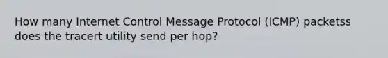 How many Internet Control Message Protocol (ICMP) packetss does the tracert utility send per hop?