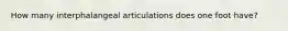 How many interphalangeal articulations does one foot have?