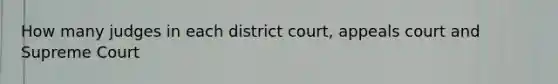 How many judges in each district court, appeals court and Supreme Court