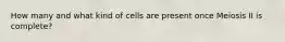 How many and what kind of cells are present once Meiosis II is complete?