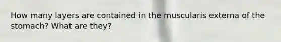 How many layers are contained in the muscularis externa of the stomach? What are they?