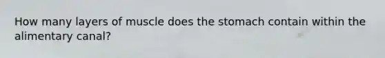 How many layers of muscle does the stomach contain within the alimentary canal?