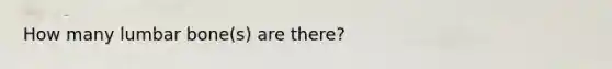 How many lumbar bone(s) are there?