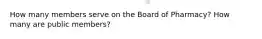 How many members serve on the Board of Pharmacy? How many are public members?