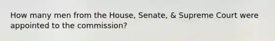 How many men from the House, Senate, & Supreme Court were appointed to the commission?