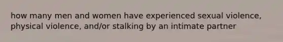 how many men and women have experienced sexual violence, physical violence, and/or stalking by an intimate partner