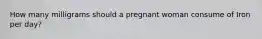 How many milligrams should a pregnant woman consume of Iron per day?