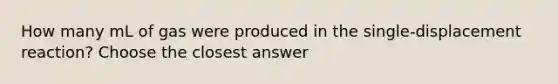 How many mL of gas were produced in the single-displacement reaction? Choose the closest answer