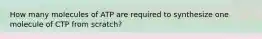 How many molecules of ATP are required to synthesize one molecule of CTP from scratch?