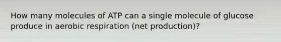 How many molecules of ATP can a single molecule of glucose produce in aerobic respiration (net production)?