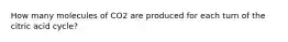 How many molecules of CO2 are produced for each turn of the citric acid cycle?