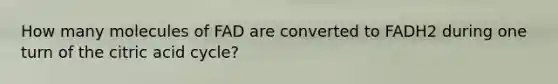 How many molecules of FAD are converted to FADH2 during one turn of the citric acid cycle?