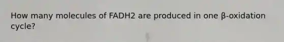 How many molecules of FADH2 are produced in one β-oxidation cycle?