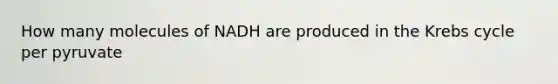 How many molecules of NADH are produced in the Krebs cycle per pyruvate