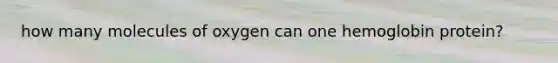 how many molecules of oxygen can one hemoglobin protein?