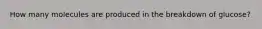 How many molecules are produced in the breakdown of glucose?