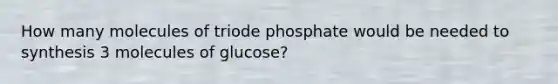 How many molecules of triode phosphate would be needed to synthesis 3 molecules of glucose?