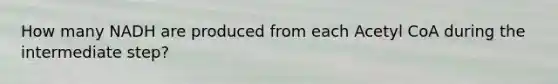 How many NADH are produced from each Acetyl CoA during the intermediate step?