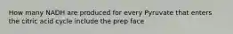 How many NADH are produced for every Pyruvate that enters the citric acid cycle include the prep face