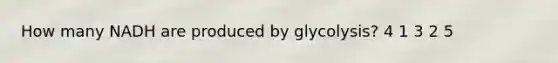 How many NADH are produced by glycolysis? 4 1 3 2 5