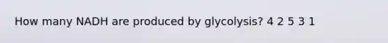 How many NADH are produced by glycolysis? 4 2 5 3 1