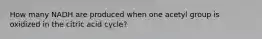 How many NADH are produced when one acetyl group is oxidized in the citric acid cycle?