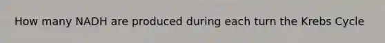 How many NADH are produced during each turn the <a href='https://www.questionai.com/knowledge/kqfW58SNl2-krebs-cycle' class='anchor-knowledge'>krebs cycle</a>