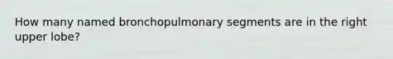 How many named bronchopulmonary segments are in the right upper lobe?