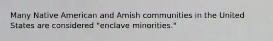 Many Native American and Amish communities in the United States are considered "enclave minorities."