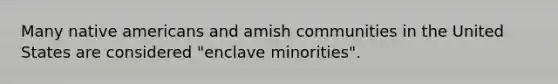 Many native americans and amish communities in the United States are considered "enclave minorities".