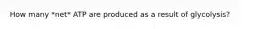 How many *net* ATP are produced as a result of glycolysis?