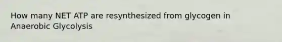 How many NET ATP are resynthesized from glycogen in Anaerobic Glycolysis