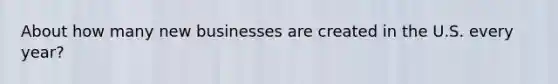 About how many new businesses are created in the U.S. every year?