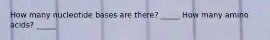 How many nucleotide bases are there? _____ How many amino acids? _____
