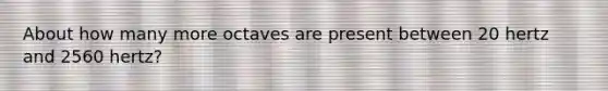 About how many more octaves are present between 20 hertz and 2560 hertz?