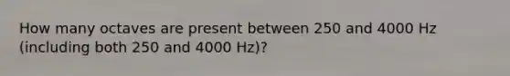 How many octaves are present between 250 and 4000 Hz (including both 250 and 4000 Hz)?