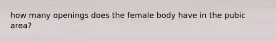 how many openings does the female body have in the pubic area?