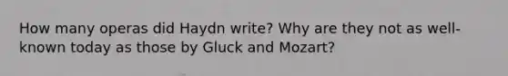 How many operas did Haydn write? Why are they not as well-known today as those by Gluck and Mozart?