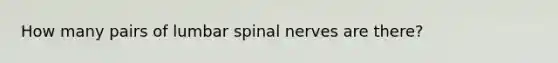 How many pairs of lumbar spinal nerves are there?