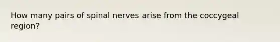 How many pairs of <a href='https://www.questionai.com/knowledge/kyBL1dWgAx-spinal-nerves' class='anchor-knowledge'>spinal nerves</a> arise from the coccygeal region?