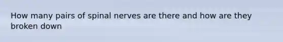 How many pairs of spinal nerves are there and how are they broken down