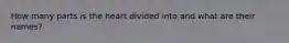 How many parts is the heart divided into and what are their names?