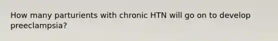 How many parturients with chronic HTN will go on to develop preeclampsia?