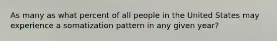 As many as what percent of all people in the United States may experience a somatization pattern in any given year?