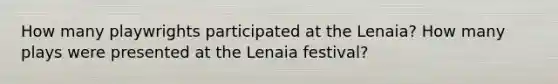 How many playwrights participated at the Lenaia? How many plays were presented at the Lenaia festival?