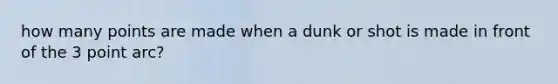 how many points are made when a dunk or shot is made in front of the 3 point arc?