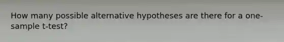 How many possible alternative hypotheses are there for a one-sample t-test?