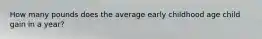 How many pounds does the average early childhood age child gain in a year?